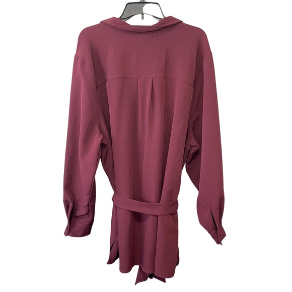 Lane Bryant Button Down Top With Belt Woman’s Size 26 cranberry color - Picture 2 of 6
